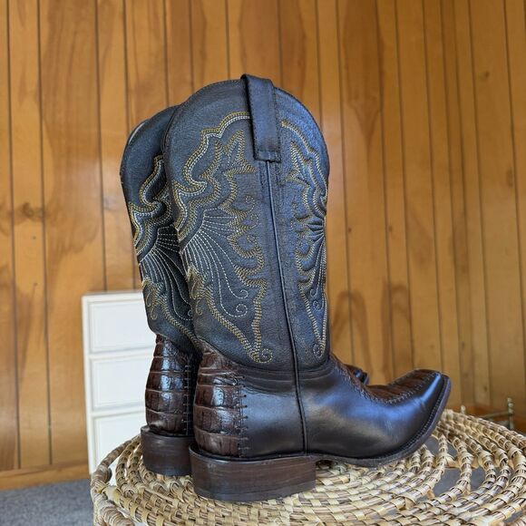 Mens Western Rodeo Boot Real Crocodile Belly Skin Leather Brown 26.5 US 8.5 - Picture 5 of 16
